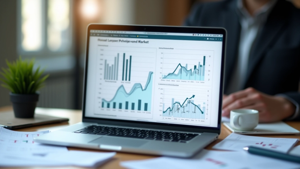 Écran d'ordinateur affichant des données immobilières et graphiques de marché
